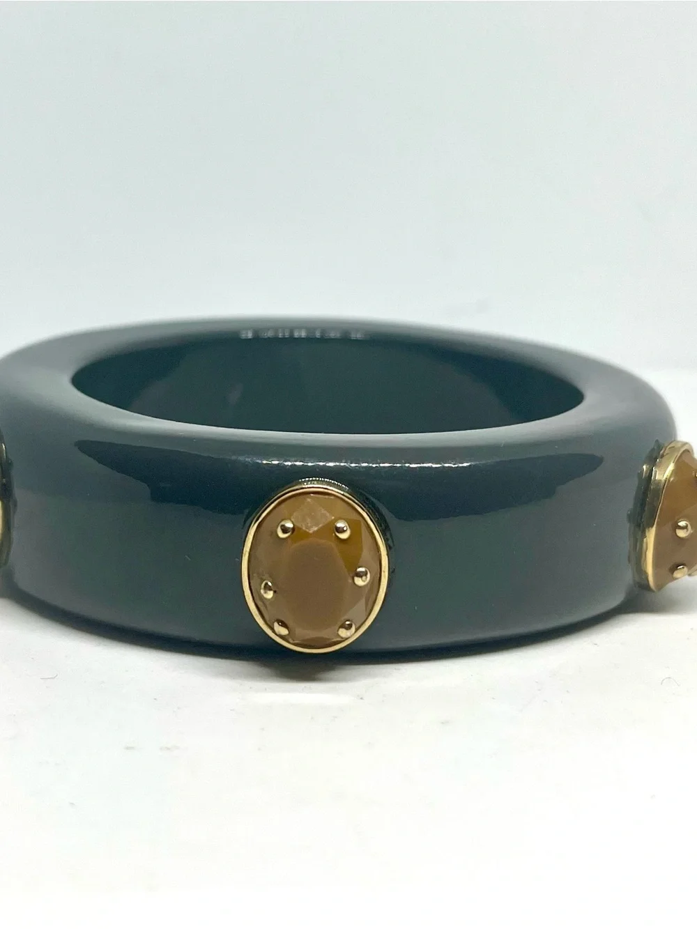 Gray Resin Bangle with Gold-Tone Stud Accents